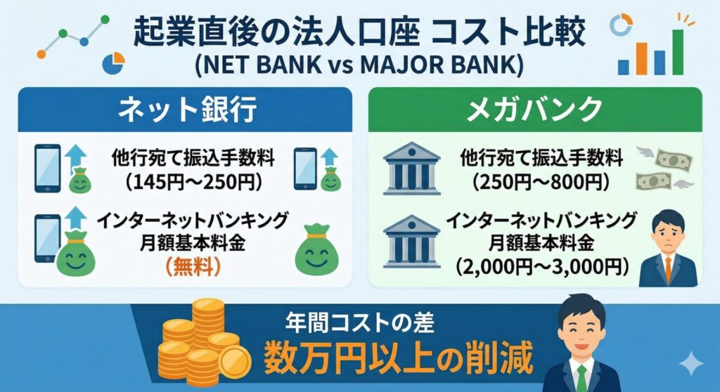 起業直後の法人口座コスト比較